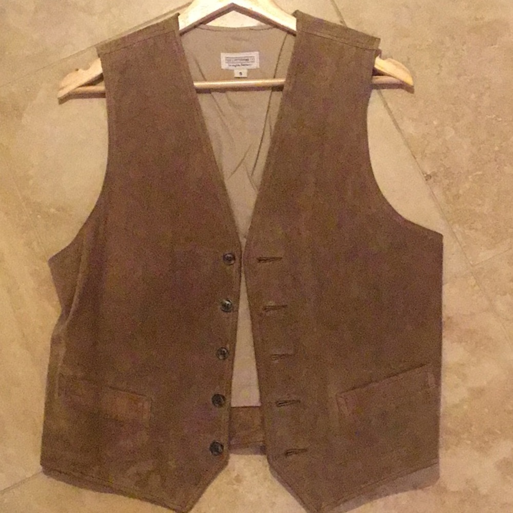 Classic Brown Suede Vest with Buttons